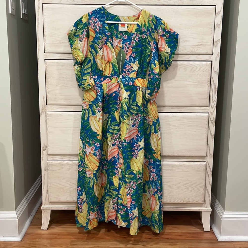 NWT FARM Rio Star Fruits Midi Dress, L - Picture 9 of 13